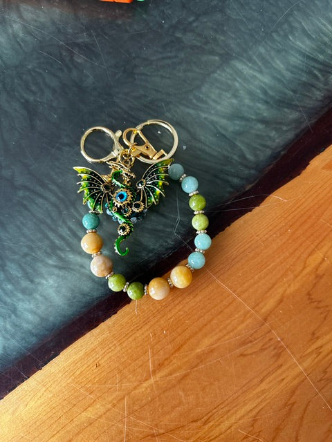 Green Dragon Crystal Keychain
