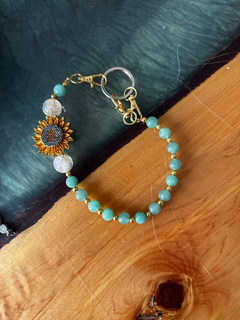 Sunflower Crystal Keychain & Purse Necklace